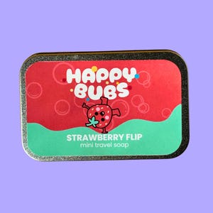 ストロベリーフリップ - ミニ使い捨てトラベルソープ | ゲストルームソープ | HappyBubs ハンドメイドソープバー | ウェディングギフト | トラベルサイズトイレタリー