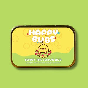 レニー・ザ・レモンバブ - ミニ使い捨てトラベルソープ | ゲストルームソープ | HappyBubs ハンドメイドソープバー | ウェディングギフト | トラベルサイズトイレタリー