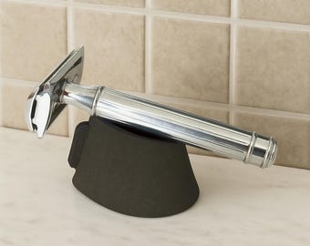 Minimalistischer Rasierhobelhalter | Rasierer Ablage für klassische Nassrasur | Halterung aus flexiblem Material