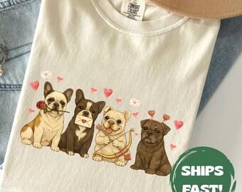 Comfort Colors Valentines French Bulldog Shirt, Dog Lover Tee