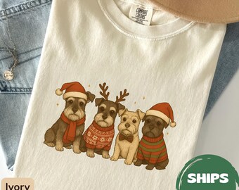 Comfort Colors® Christmas Schnauzer Shirt, Christmas Dog Shirt, Dog Lover Gift, Schnauzer Mama Shirt, Christmas Gift, Cute Holiday Shirt