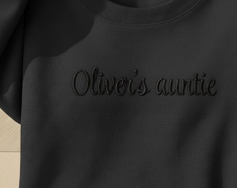 Custom Auntie Embroidered Sweatshirt, Personalized Aunt Gift