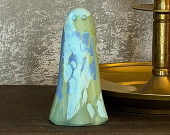Spectral Ghost Vessel | The Seeker | Abyssal Drift | Textured Green Blue Figurine | Hand Cast Gypsum Ghost