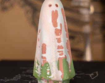 Spectral Ghost Vessel | Echoed Relic | Mint, Pink, Rust, Green Figurine | Crackled Finish