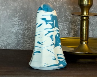 Spectral Ghost Vessel | The Wraith | Glacial Fracture | Blue White Figurine | Hand Cast Gypsum Ghost