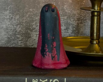 Spectral Ghost Vessel | The Mourner | Black Red Sparkle Figurine | Hand Cast Gypsum Ghost