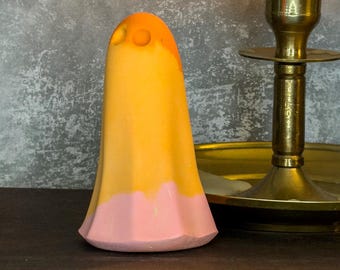 Spectral Ghost Vessel | The Wraith | Orange Pink Figurine | Hand Cast Gypsum Ghost