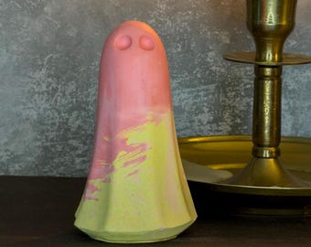 Spectral Ghost Vessel | The Wraith | Solstice Horizon | Pink Peach Yellow Ombre Figurine | Hand Cast Gypsum Ghost
