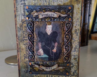 Art Journal | Memento Mori | Rustic Mixed Media Polymer Clay Embellished Journal Drawing Writing Daily Practice Unique Spiritual Gift