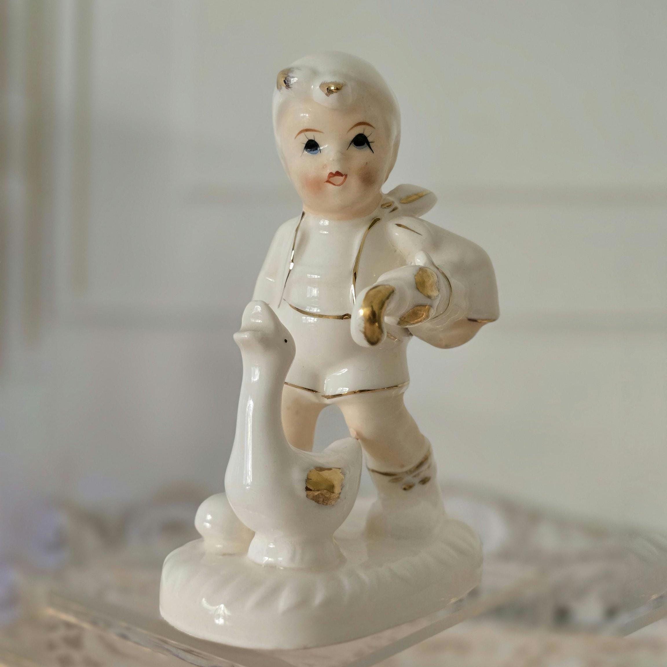 レトロ 女の子 男の子 の置物イタリア製 未清掃 Antique Porcelain