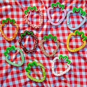 Polka Dot Strawberry Carabiner Keychain and Bag Charm