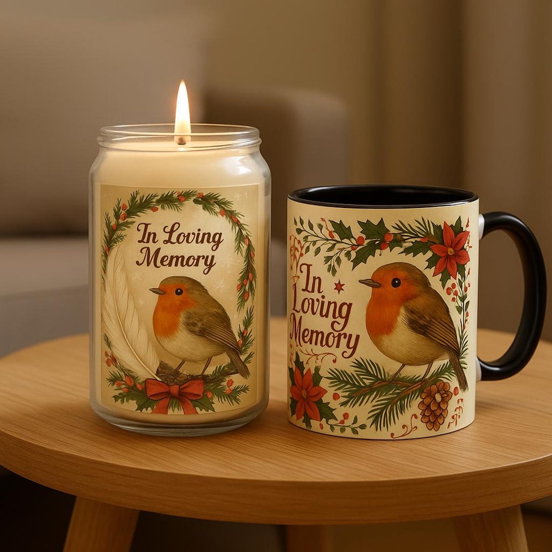 Robin Gift Set Memorial Robin Gift Set – in Loving Memory Candle & Mug, Bereavement ...