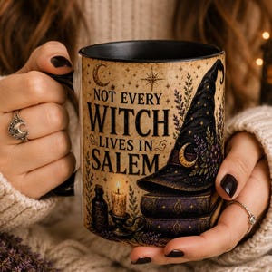 Not Every Witch Lives in Salem Mug, Witch Hat Coffee Mug, Witchcore Gift, Cottagecore Mug, Witchy Mug, Book Lover Mug
