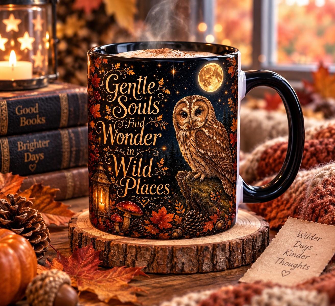 Owl Mug 11oz, Gentle Souls Find Wonder in Wild Places Mug, Woodland Owl Mug, Cottagecore Mug, Nature