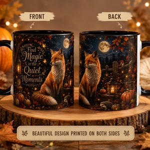 Find Magic in the Quiet Moments Mug 11oz, Woodland Fox Mug, Autumn Cottagecore Mug, Fox Lover Gift, Cozy Fall Mug image 5