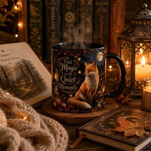 Find Magic in the Quiet Moments Mug 11oz, Woodland Fox Mug, Autumn Cottagecore Mug, Fox Lover Gift, Cozy Fall Mug image 6