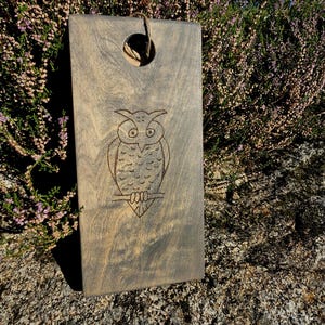 Handmade simple Owl Cutting Board – Burned Wood Art – Rustic & Food Safe by Maries Verk