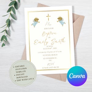 Baptism Invitation Template, Editable Modern Baptism Invite, Minimalist Baptism Invite, Simple Baptism Invite, Minimal Aesthetic Invitation