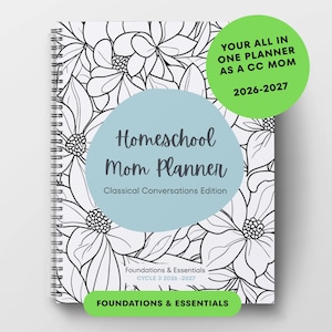 PDF Classical Conversations Mom Homeschool Planner 2026-2027, Foundations Essentials, Black and Blue DIGITAL COPY