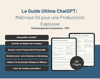 Prompts ChatGPT en Français : Guide Intelligence Artificielle et IA - Formation Ebook Produit Numérique