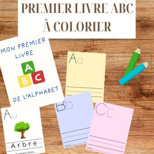 Livre ABC alphabet à remplir et colorier fête bébé enfant français, anniversaire ou baby shower activité, ABC alphabet book color printable