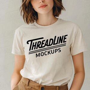 Bella Canvas 3001 Natural Shirt Mockup, T-shirt Mockup, 3001 Bella Canvas, Shirt Model Mockup T-Shirt Mockup, Bella Canvas Natural T-Shirt