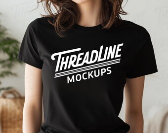 Bella Canvas 3001 Mockup di maglietta nera, Mockup di t-shirt, 3001 Bella Canvas, Mockup di modello di camicia, Mockup di t-shirt, Bella Canvas T-shirt nera