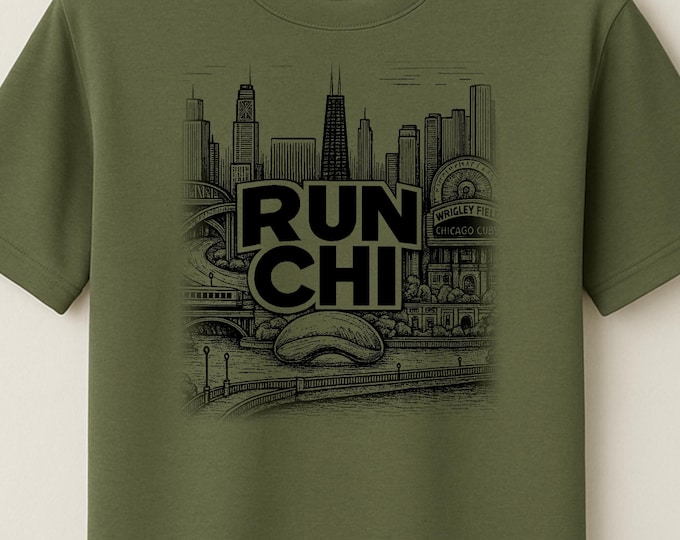 Chicago Running Tee, Unisex Workout Shirt, Moisture Wicking Fitness Tee, Graphic Running Top, Gifts for Runners