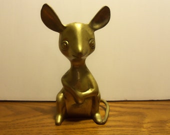 Vintage Solid Messing Maus Figur Geschenk für Maus-Liebhaber Made in India Messing Maus Maus Briefbeschwerer