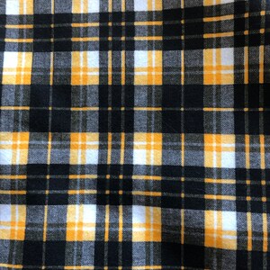 2 Yards  ( 6 ft by 45 inch )  of black and yellow/gold plaid material - Plaid fabric - Yellow plaid fabric -