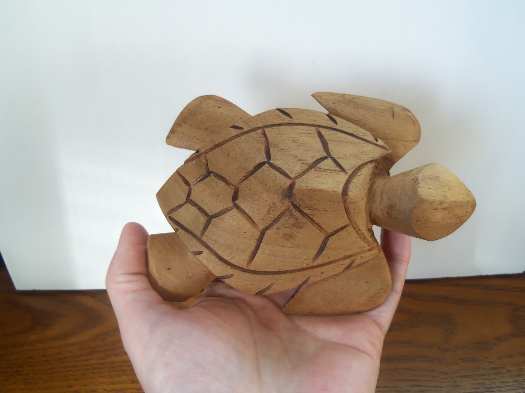 Turtle Carving Wood Turtle Wooden Sea Turtle Folk Art Turtle - Etsy