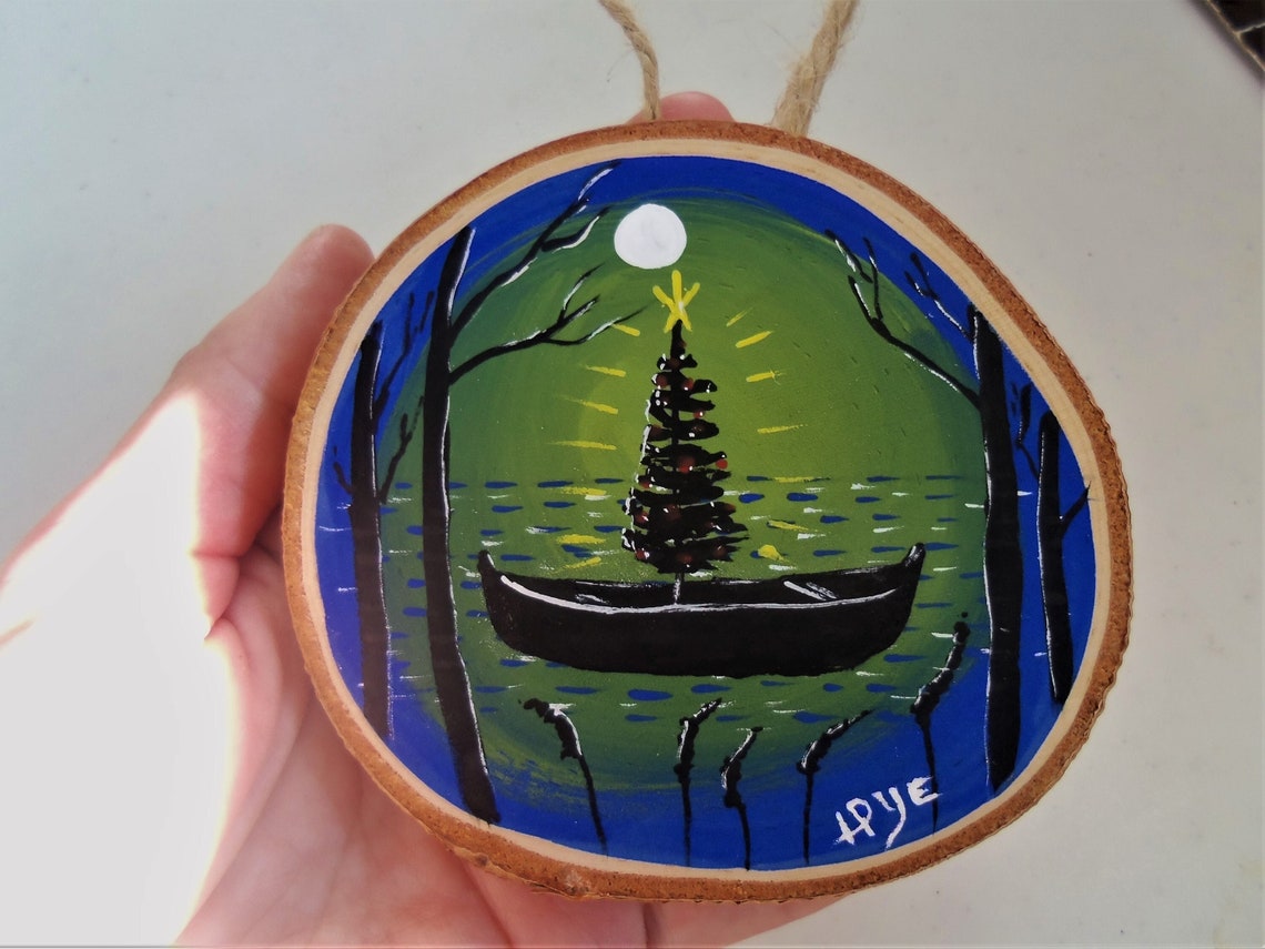 Christmas Ornament Canoe and Christmas Tree on Lake Christmas Etsy Canada