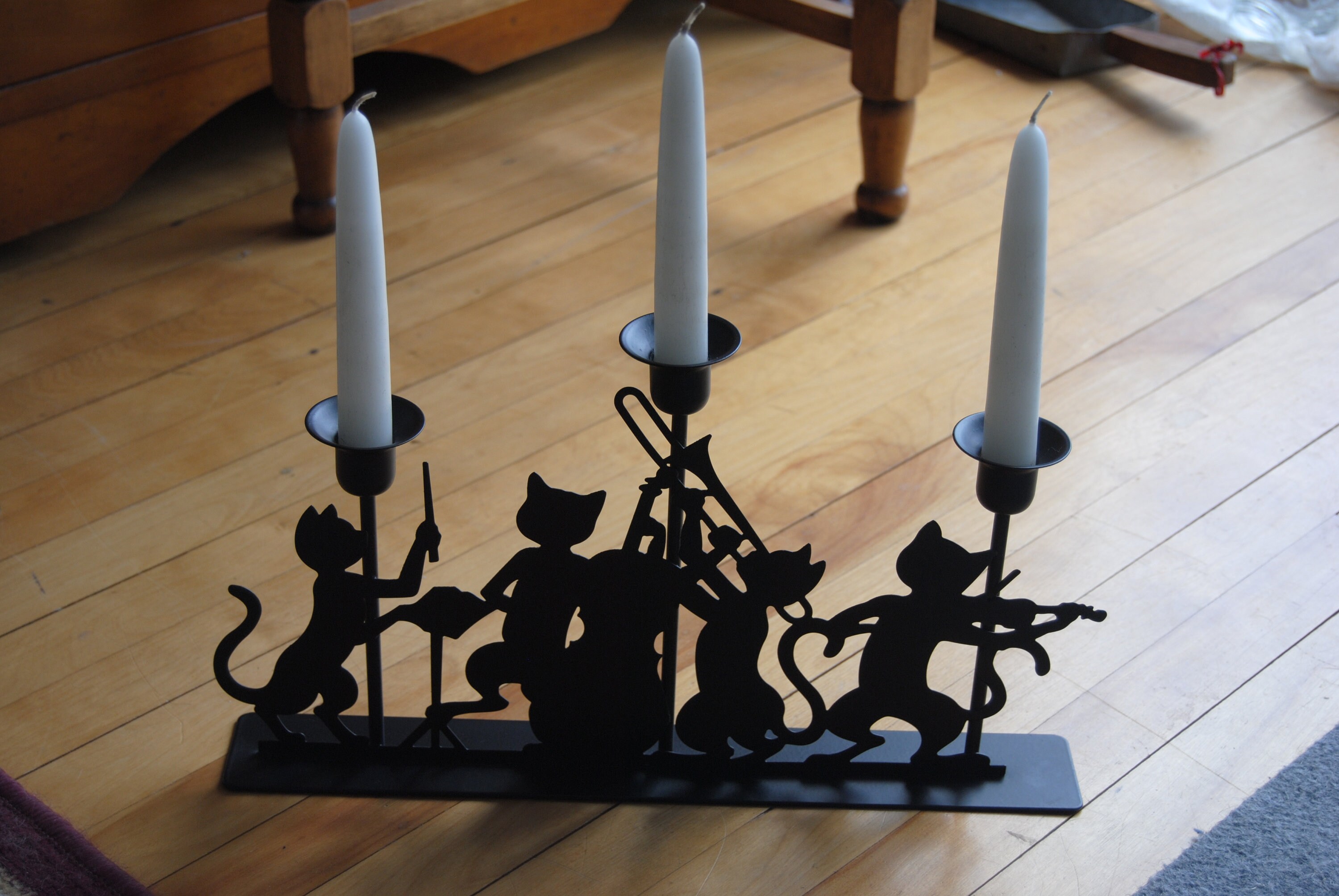 Metal Black Cat candle holder Cat candlestick Musical black Etsy
