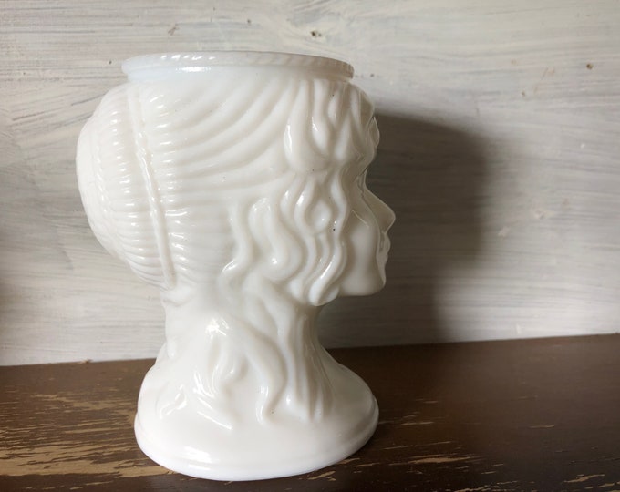 Milk Glass Head Vase Lady Head Vase Woman Head Vase Milk Glass Decor