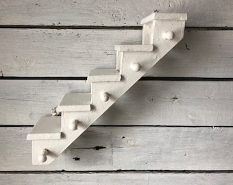Vintage Stairway to Heaven Shelf, 5-Tier Wood Display Ledge