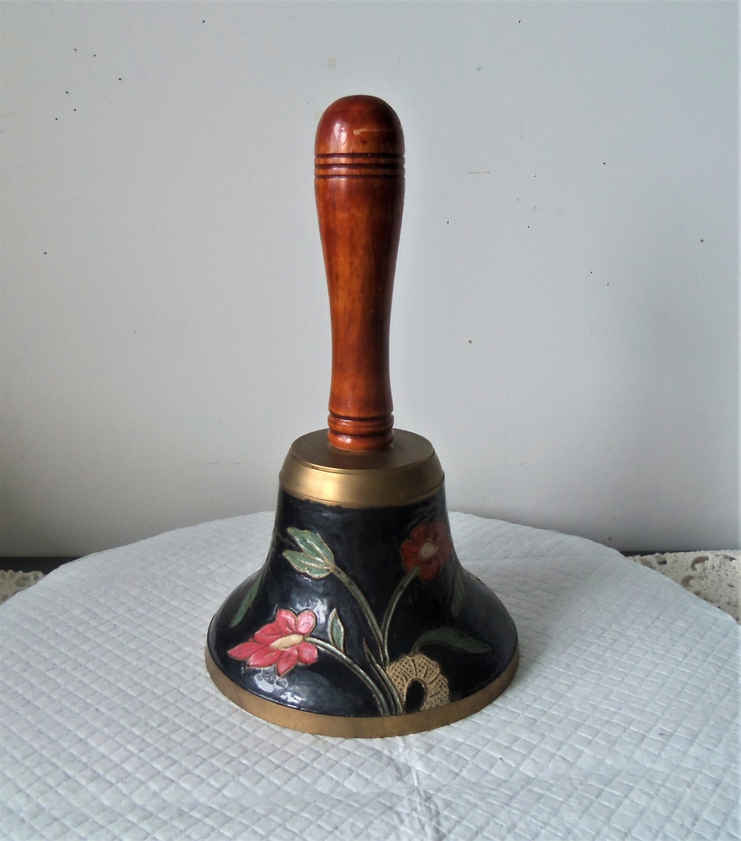 Large Brass Bell Vintage Brass Bell Hand Held School Bell Etsy Canada