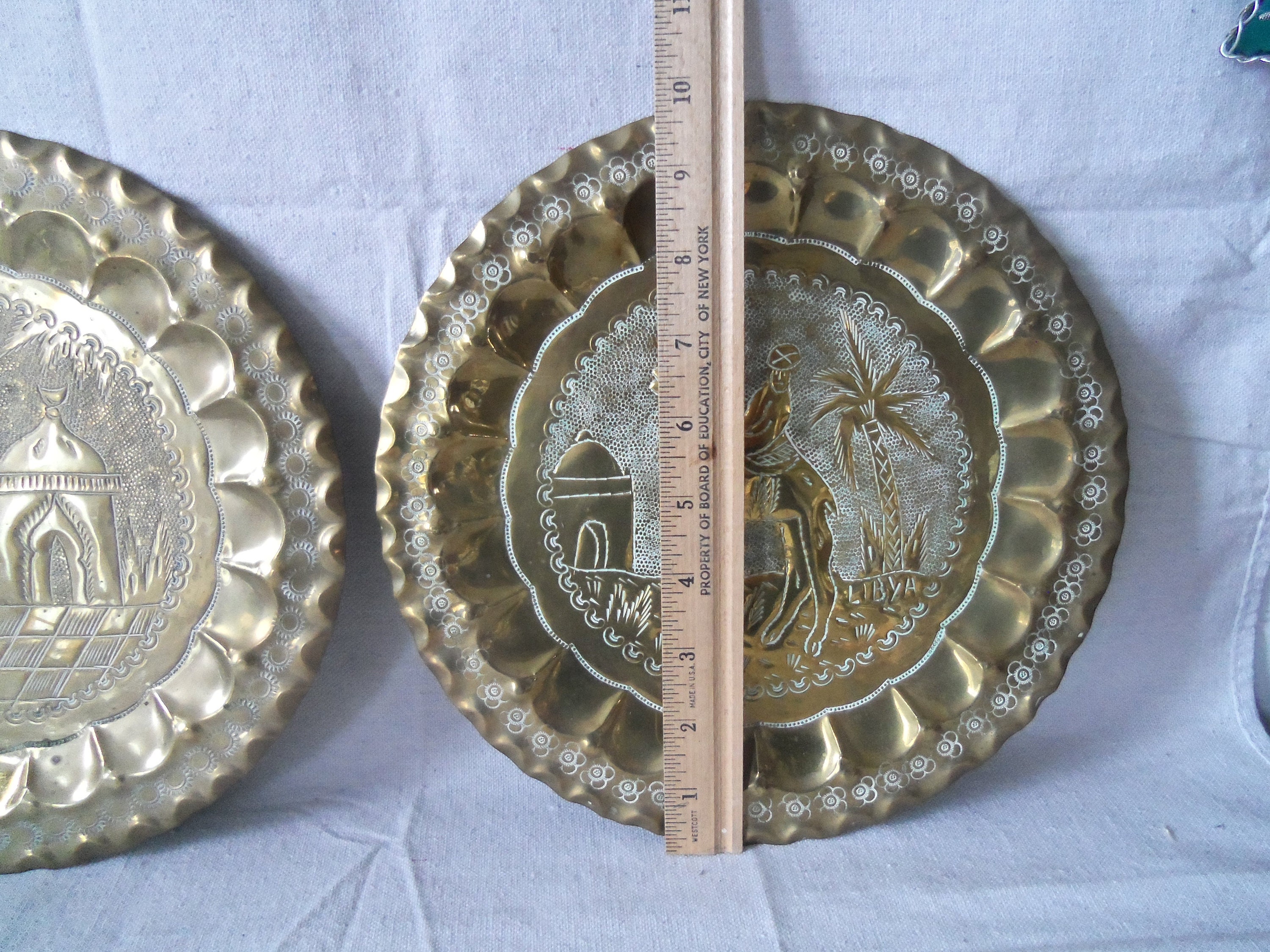 Vintage BRASS wall plate India brass plate Taj Mahal Camel Set Etsy