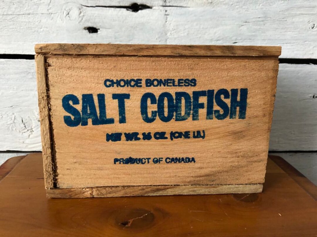 Vintage Salt Cod Box Wood Salt Fish Box Nautical Decor Vintage Storage