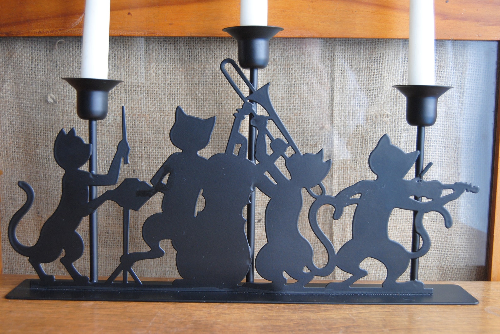 Metal Black Cat candle holder Cat candlestick Musical black Etsy