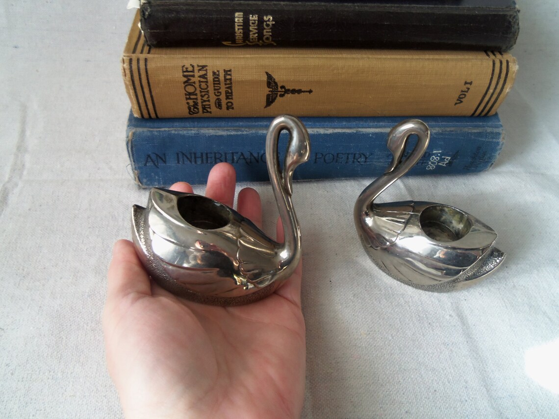 Vintage Swan Candle Holder Silver Plated candlesticks Pair of Etsy