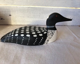 Vintage loon carving Hand carved loon Nova Scotia bird carving
