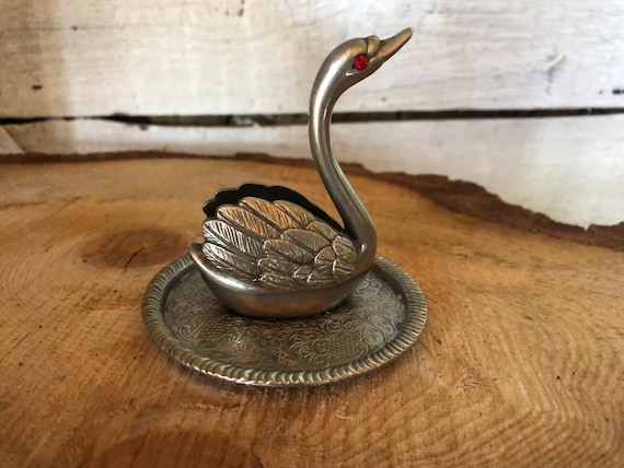 Vintage Swan Ring Tree - Ring Holder -  Dresser d… - image 1