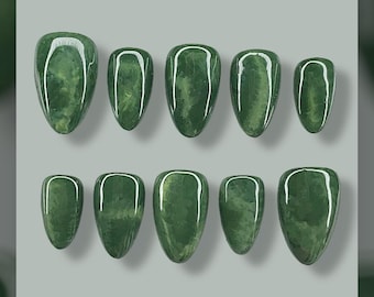 Moosig (Marmoriert) | Von Hand gemalte Press-Ons