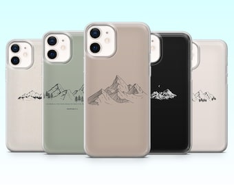 Funda minimalista de montaña para senderismo al aire libre para iPhone 17Pro, 16, 15, 14, 13, 12, Samsung S25, S24, S23Fe, S22, A16, A26, A56, Pixel 10