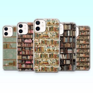 Bookshelf Phone Case Library Art Wooden Furniture Cover for iPhone 16 Pro, 15, 14, 13, 12, Samsung S25+, S24FE, S23, S22, A16, A25, Pixel 9