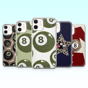 8Ball Phone Case Billiard Cherry Eight Ball Cover for iPhone 16 Pro, 15, 14, 13, 12, Samsung S25+, S24FE, S23, S22, A16, A25, Pixel 9Pro,8A