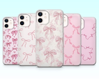 Funda para teléfono con lazo rosa, funda coqueta para iPhone 17Pro, 16, 15, 14, 13, 12, Samsung S26, S25, S24, S23Fe, A16, A56, Pixel 10, 9Pro