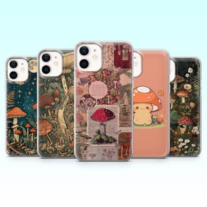 Mushroom Phone Case Frog Green Aesthetic Fairycore Cover for iPhone 16 Pro, 15, 14, 13, 12, Samsung S25+, S24FE, S23, S22, A16, A25, Pixel 9