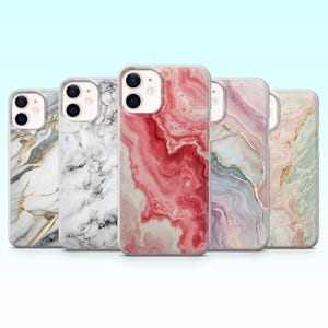 Funda de teléfono con diseño de margaritas de mármol, elegante y con diseño de piedra, para iPhone 16 Pro, 15, 14, 13, 12, Samsung S25+, S24FE, S23, S22, A16, A25, Pixel 9Pro, 8A