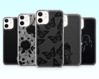 Noir Elegant telefoonhoesje Black Vibe Cover voor iPhone 17Pro, 16, 15, 14, 13, 12, Samsung S25, S24, S23Fe, S22, A16, A26, A56, Pixel 10, 9Pro